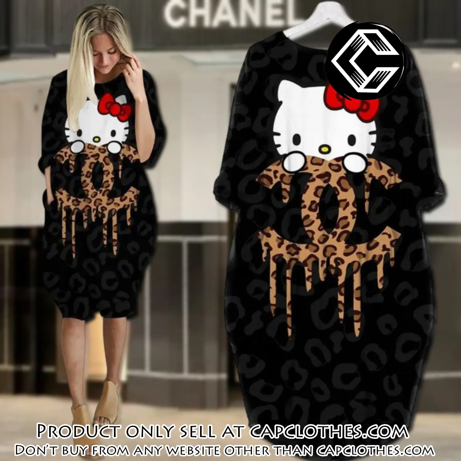Chanel hello kitty batwing pocket dress luxury brand for women pd077 cc5715125